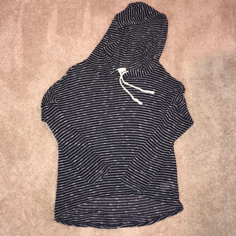 Navy striped light weight hoodie!